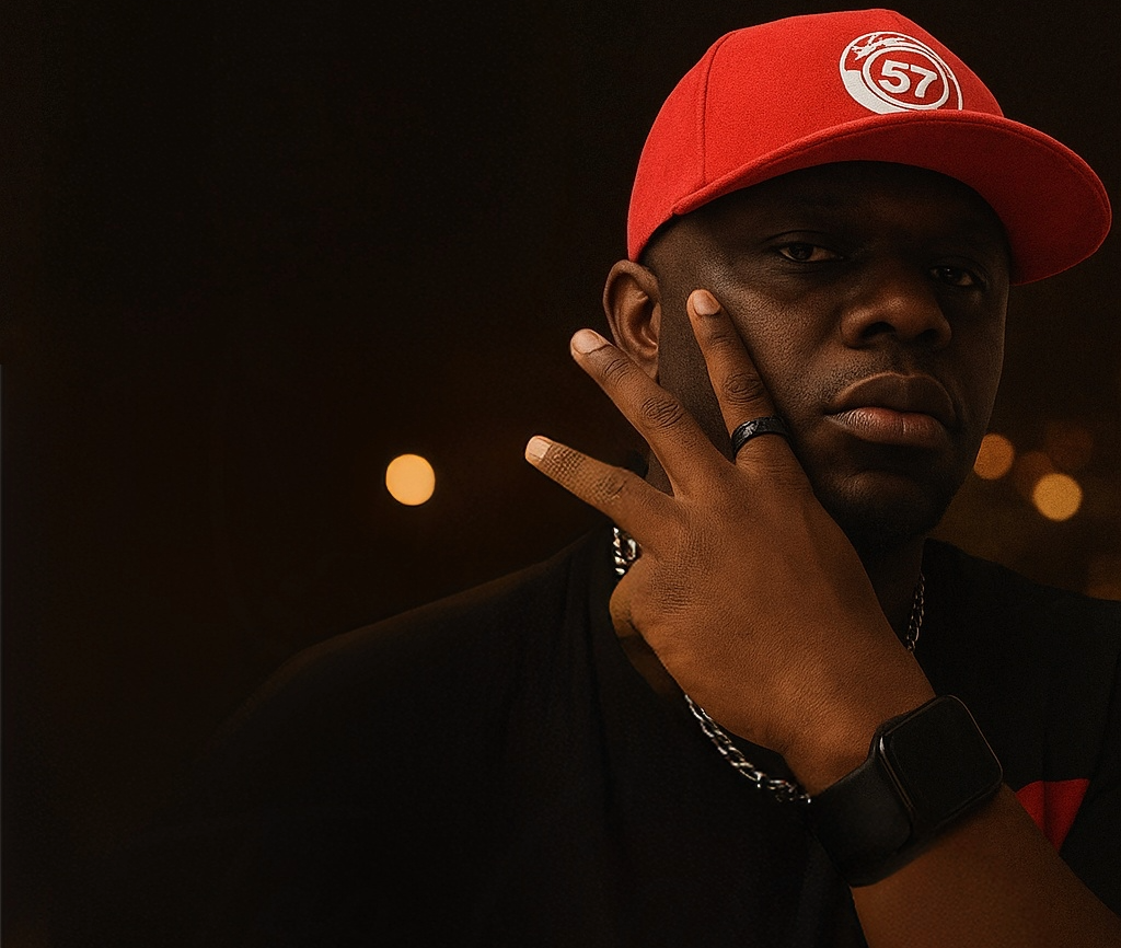 David Ollybeatz wearing a red cap